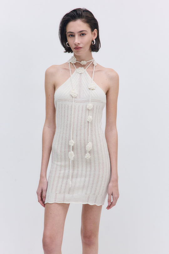 Fuzzy Halter Mini Dress