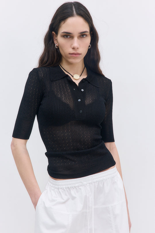 Sheer Crochet Polo - Dé Rococo