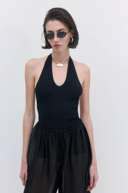 Tight Ribbed Halter Neck