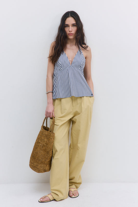 Poplin V Neck Blouse