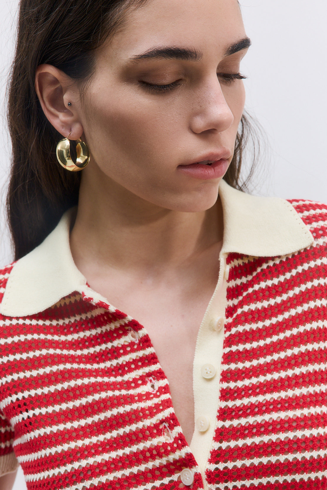 Striped Crochet Polo