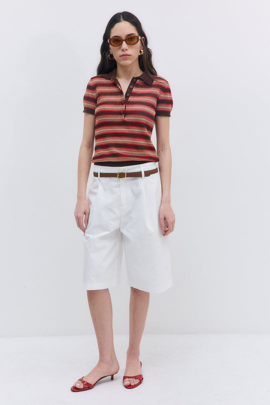 Striped Crochet Polo