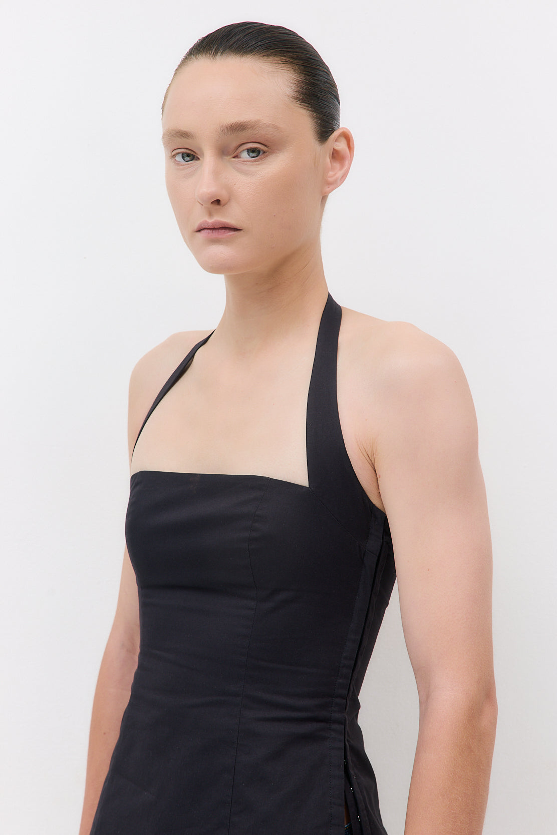 Fitted Poplin Halter Neck