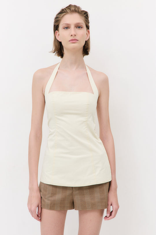 Fitted Poplin Halter Neck