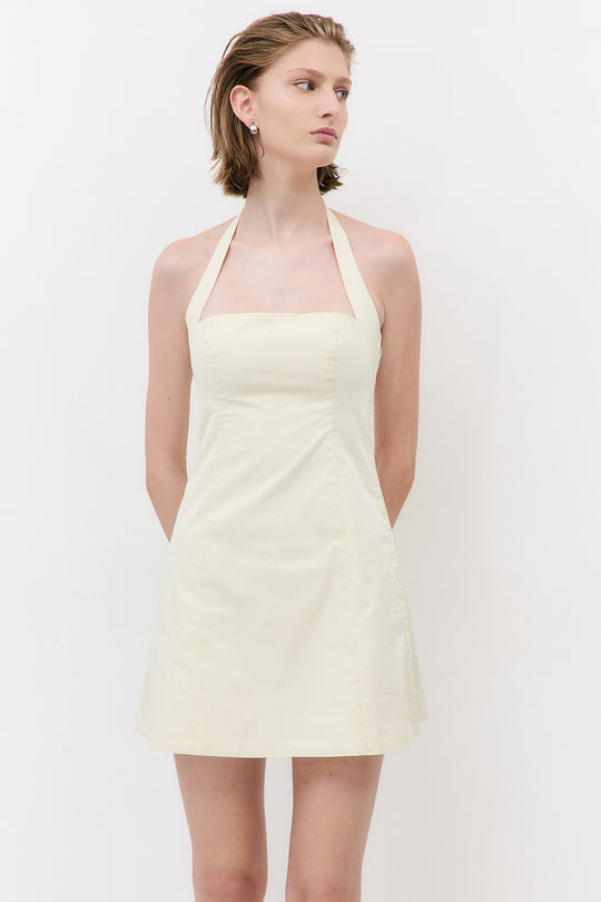 Fitted Poplin Halter Dress