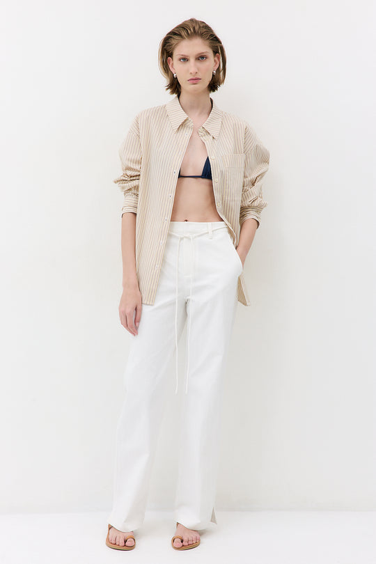 Mid Waist Cotton String Pants