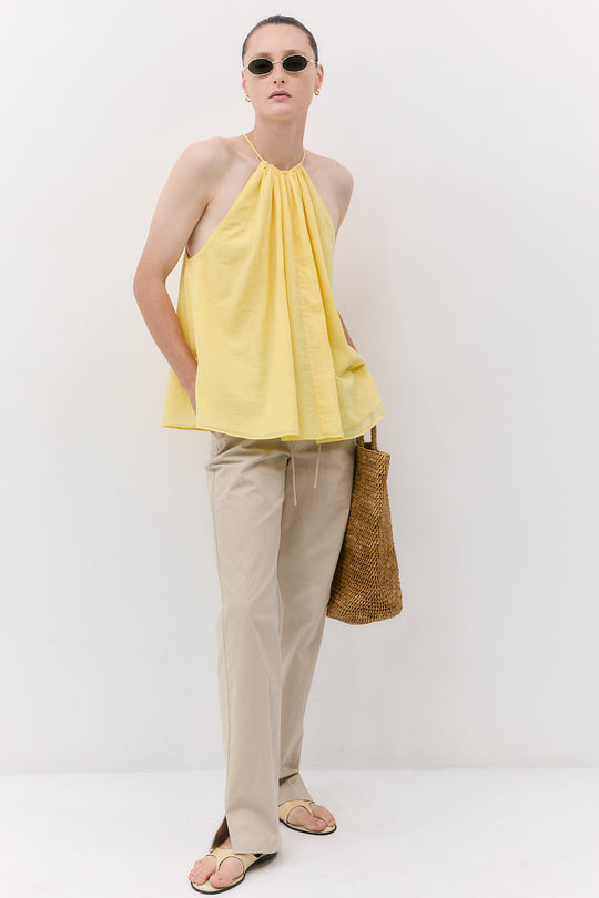 Mid Waist Cotton String Pants