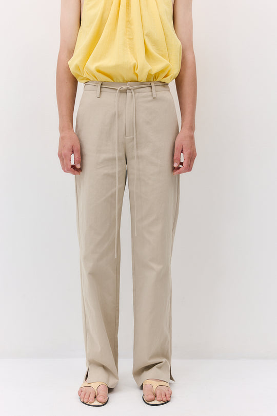 Mid Waist Cotton String Pants