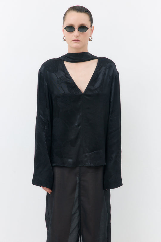 Satin V Neck Blouse