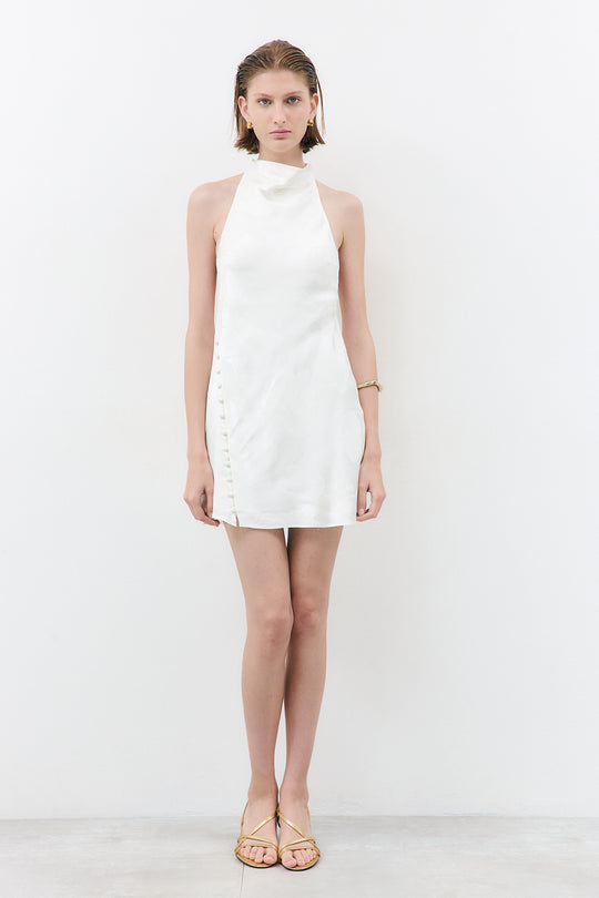Satin Drape Mini Dress