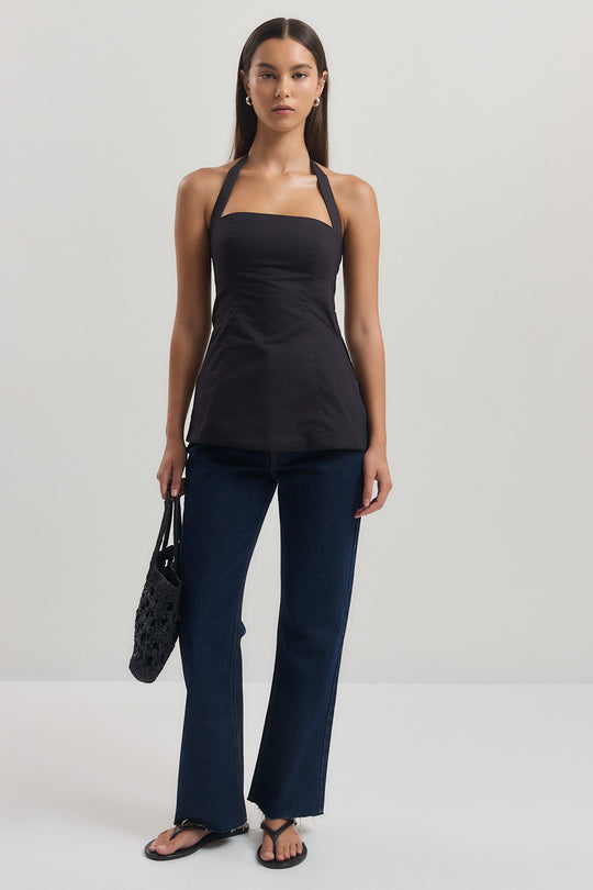 Fitted Poplin Halter Neck