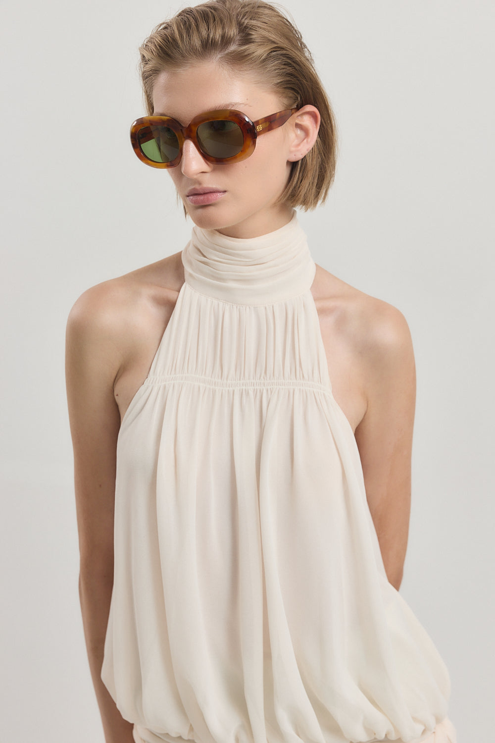 Shirred Golf Sleeveless Top