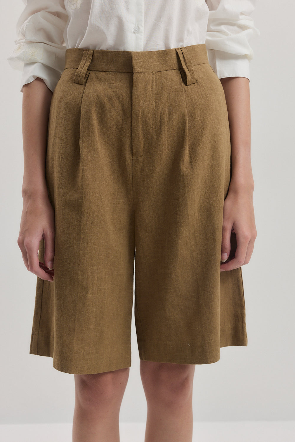Mid Rise Tailored Bermuda Shorts