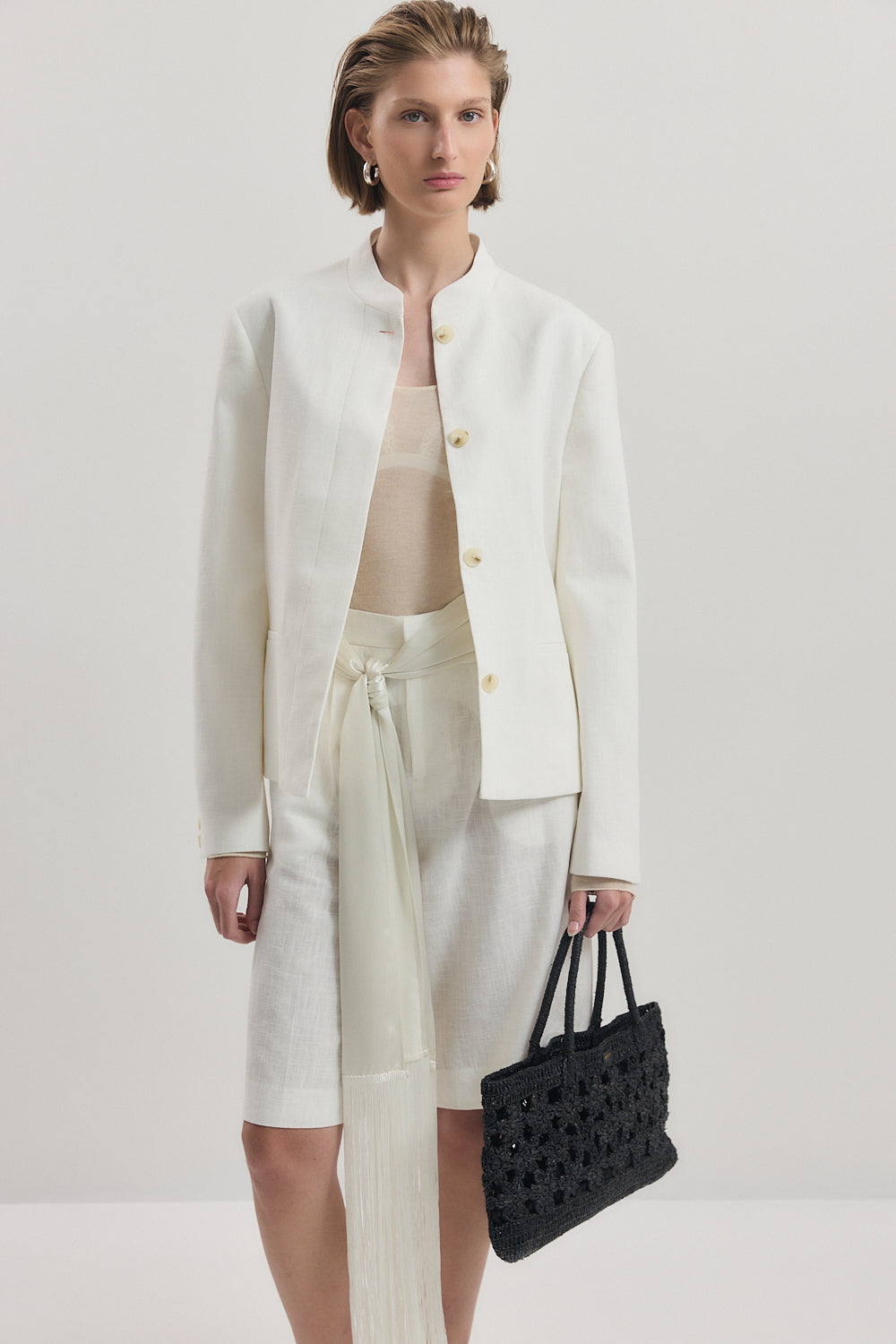 Mandarin Collar Tailored Blazer