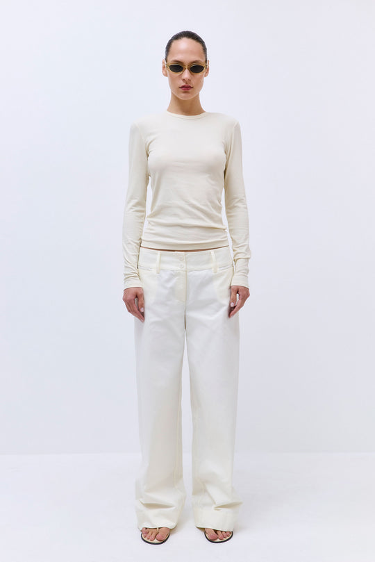 Classic Ribbed Fitted Long Sleeved T Shirt