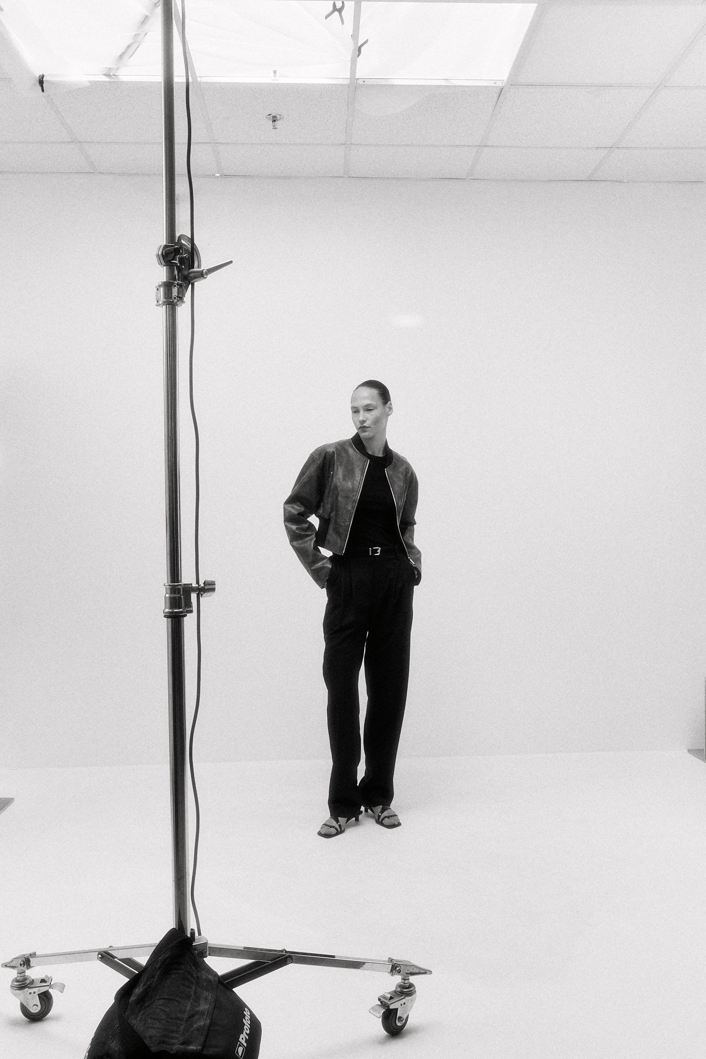 Cropped Vegan Leather Bomber Jacket