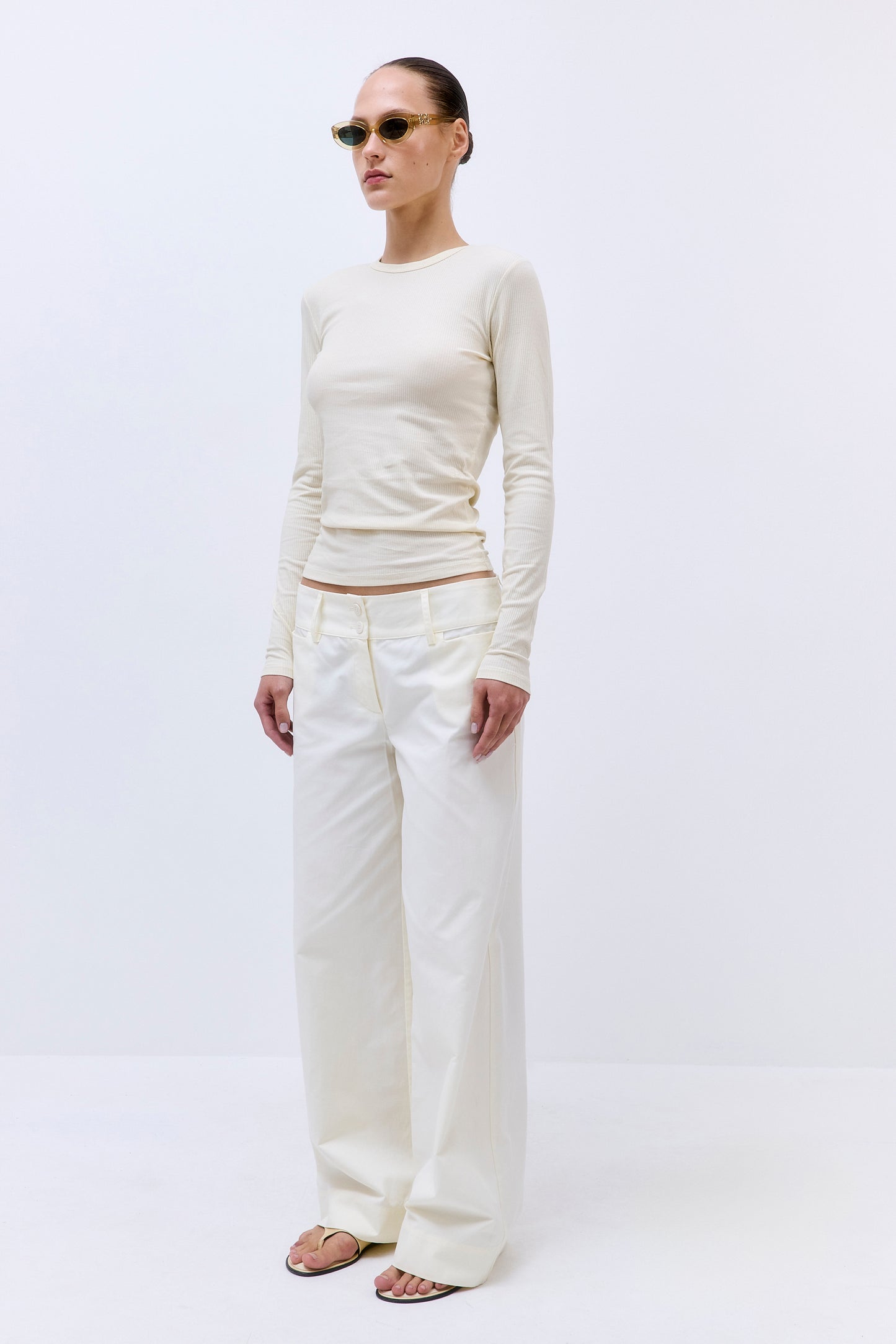 Classic Ribbed Fitted Long Sleeved T Shirt