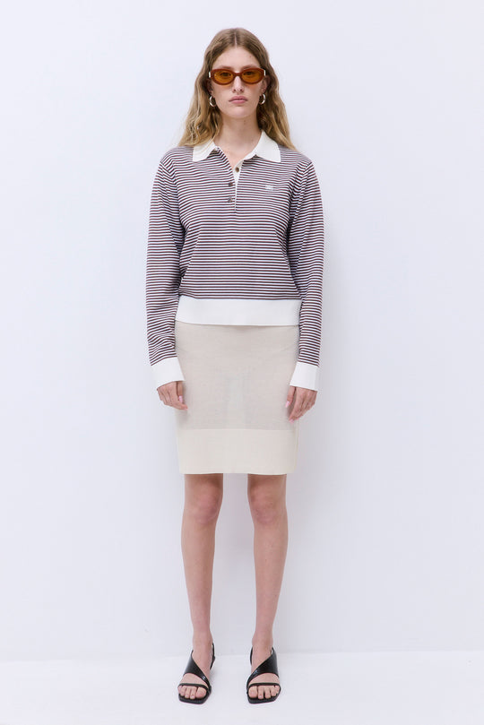 Long Sleeved Knitted Polo Shirt