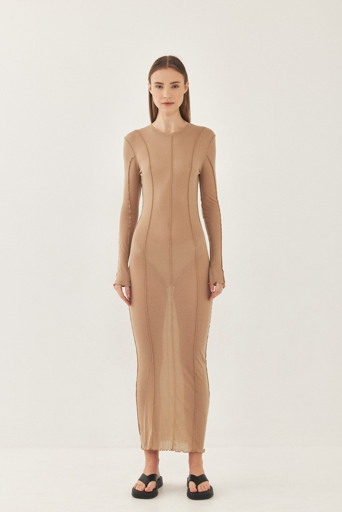 Long Sleeve Maxi Soft Curling Sheer Dress – Dé Rococo