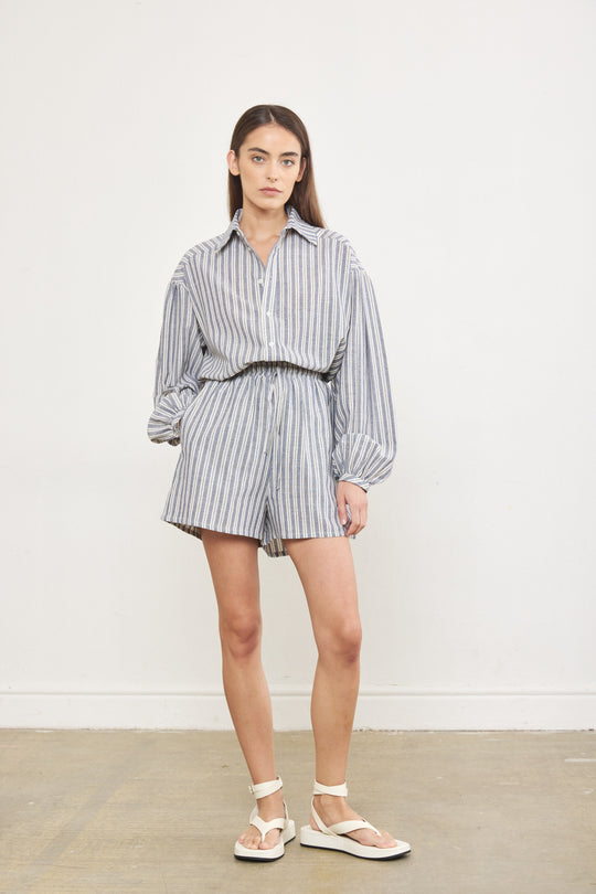 Striped Linen Buttoned Blouse