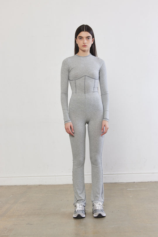 Ribbed Flat-Lock Flare Leggings - Dé Rococo
