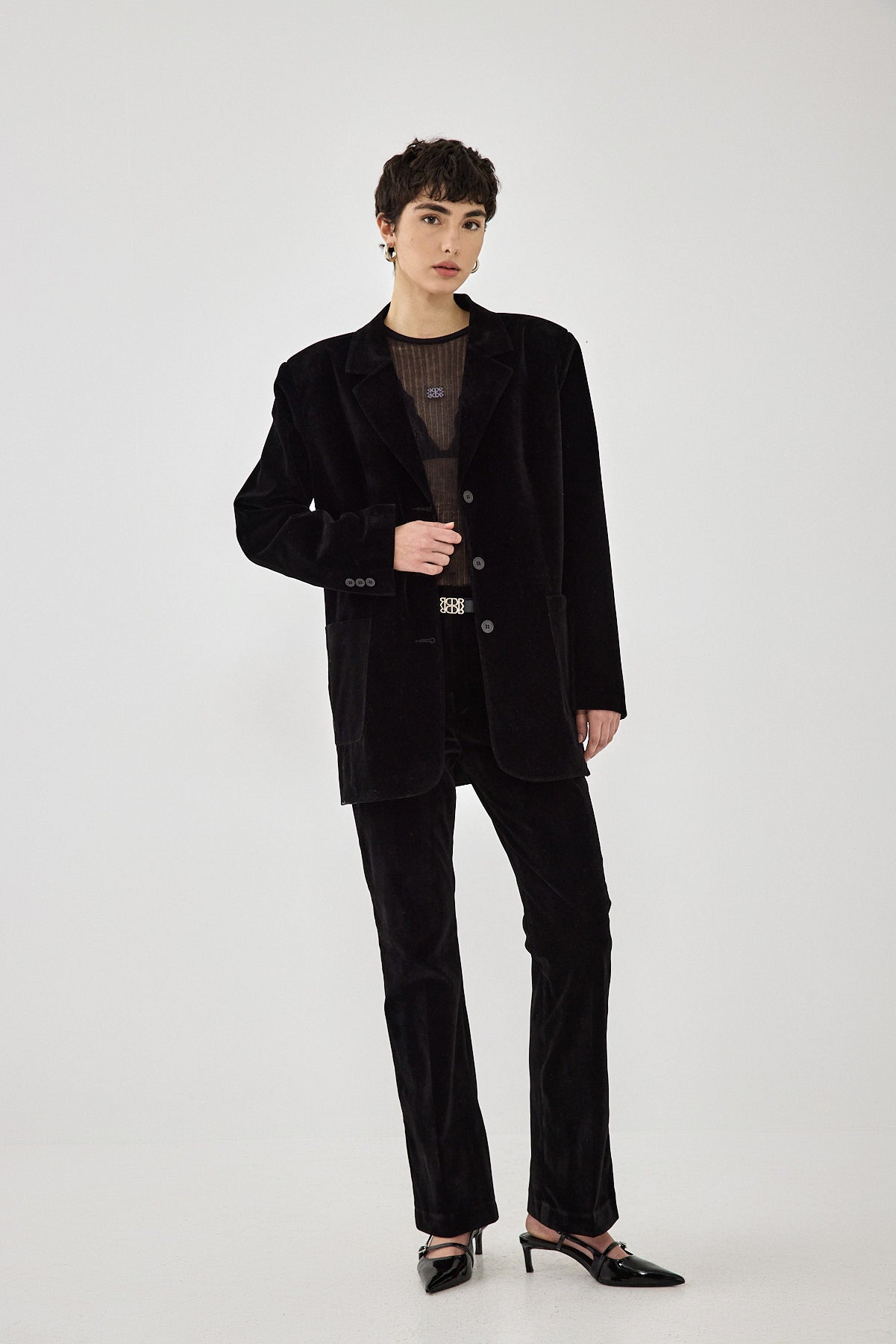 Oversized Rigid Velvet Blazer - Dé Rococo