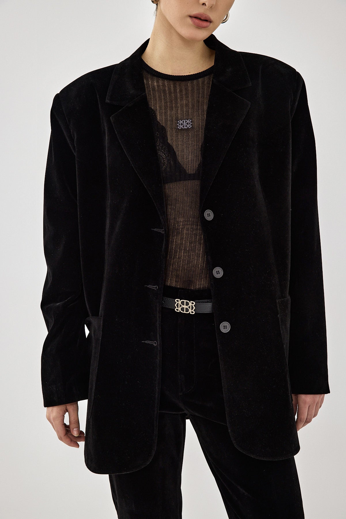 Oversized Rigid Velvet Blazer - Dé Rococo