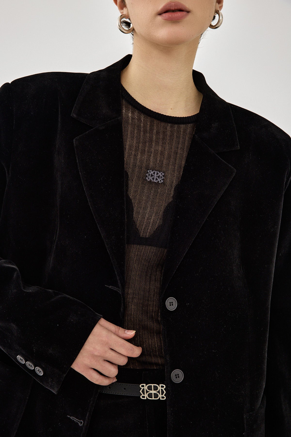 Oversized Rigid Velvet Blazer - Dé Rococo