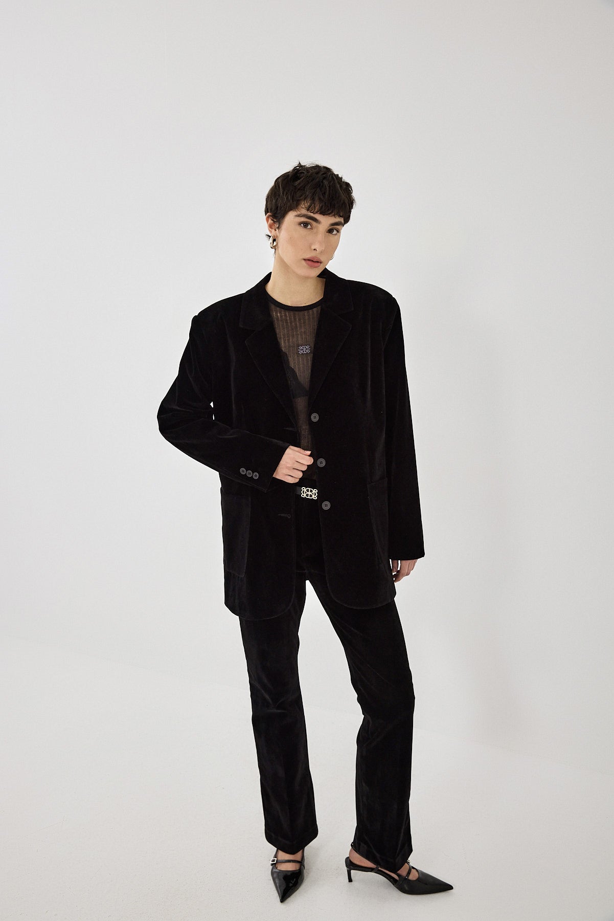 Oversized Rigid Velvet Blazer - Dé Rococo