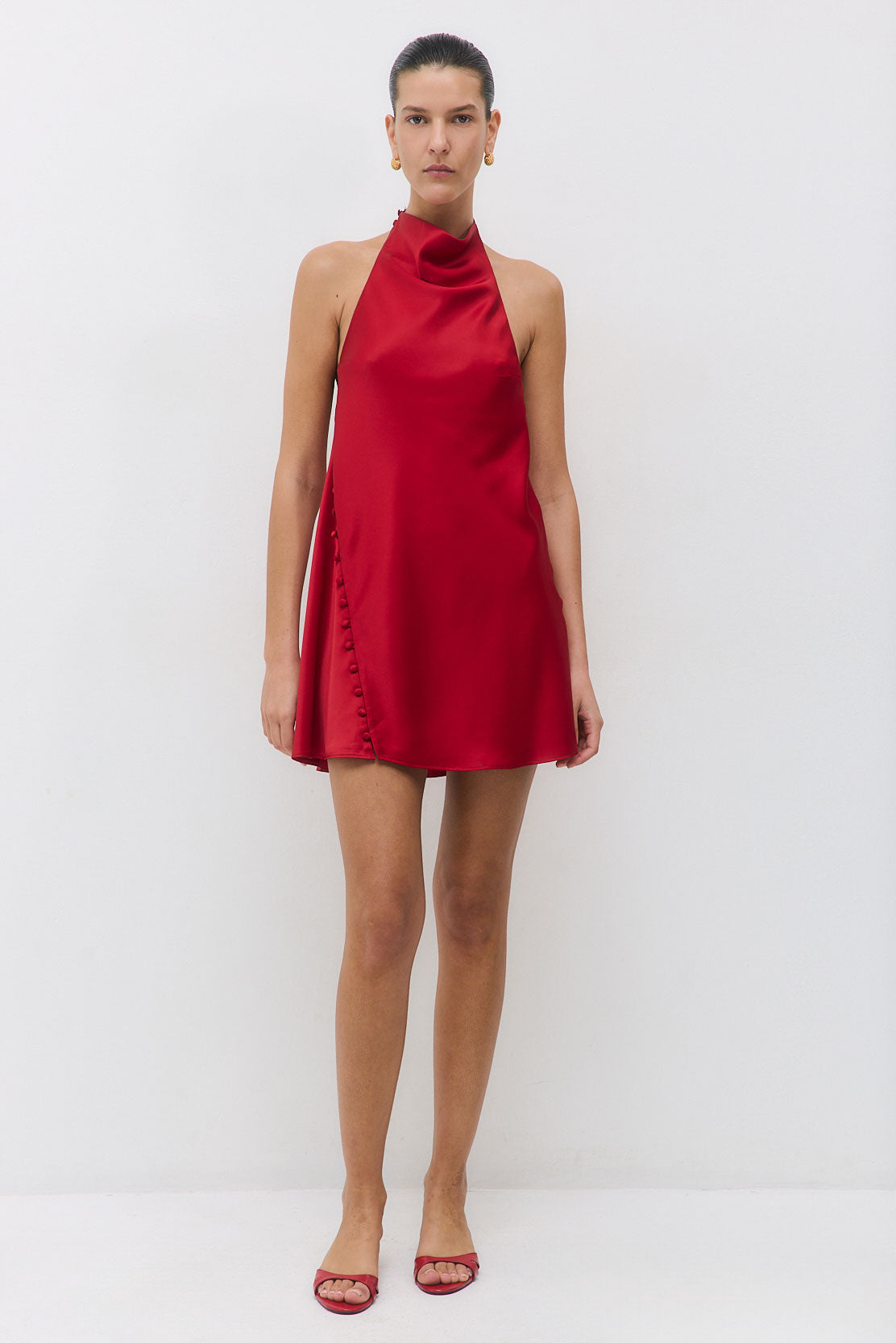 Satin Drape Mini Dress - Dé Rococo
