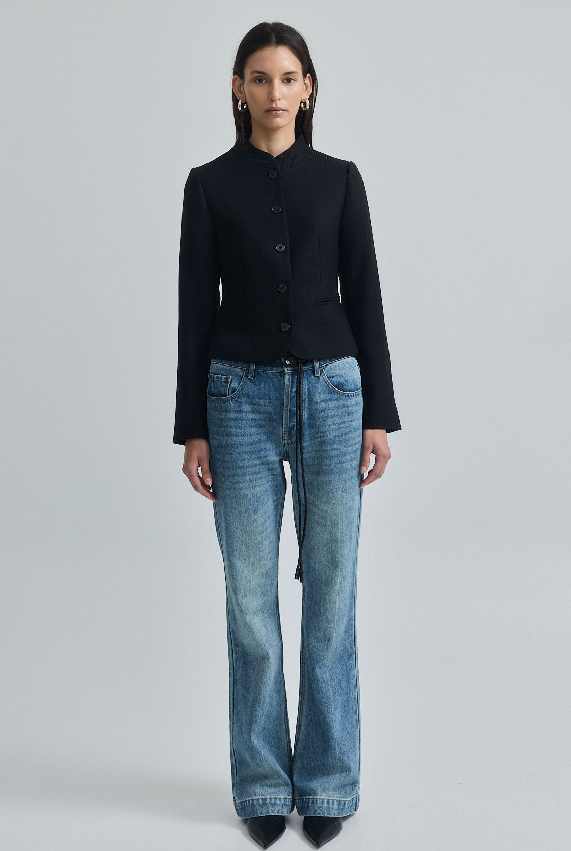 Mandarin Collar Wool Jacket
