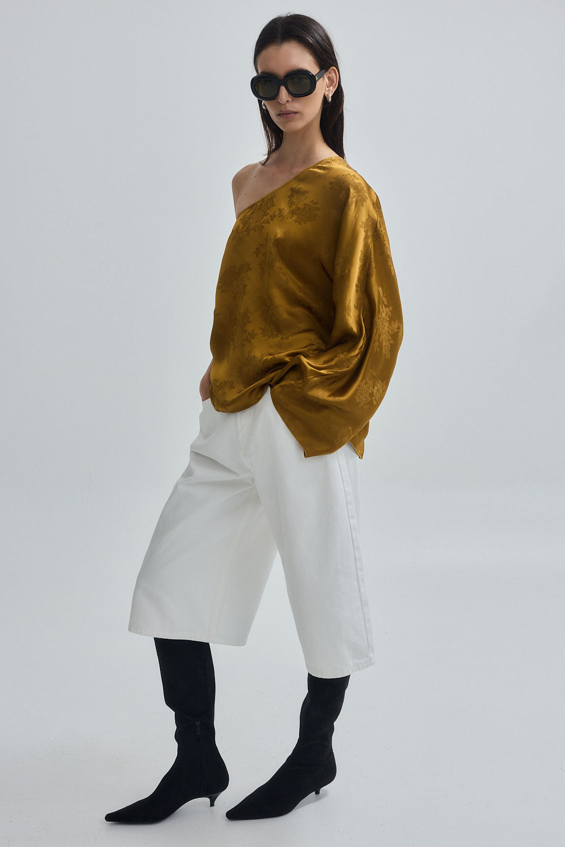 One Shoulder Jacquard Top