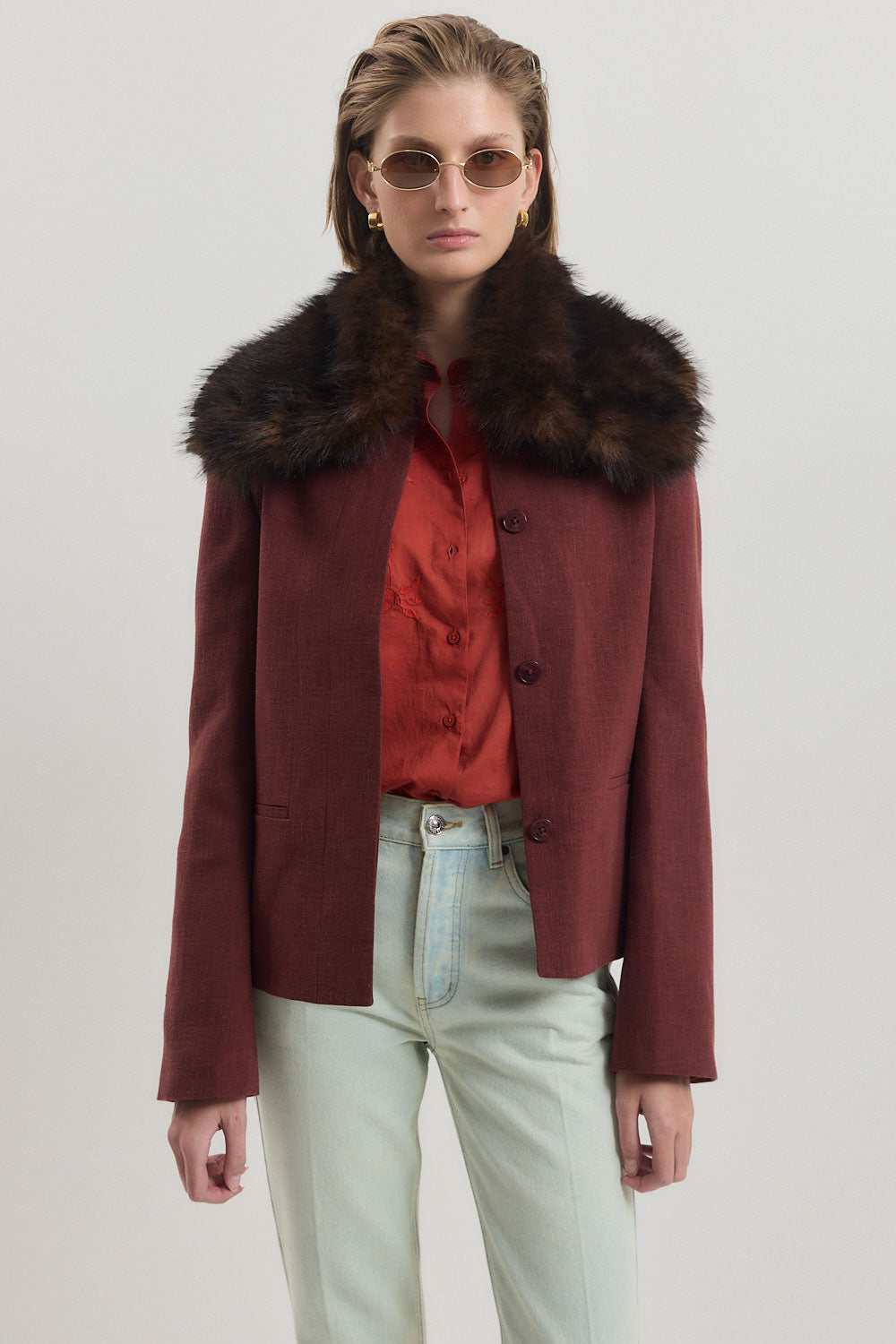 Mandarin Collar Tailored Blazer