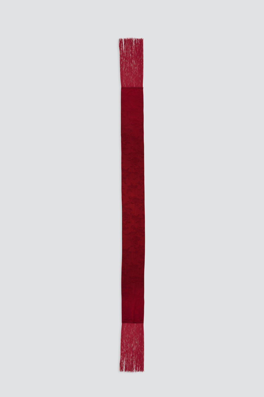 Skinny Satin Jacquard Fringe Scarf