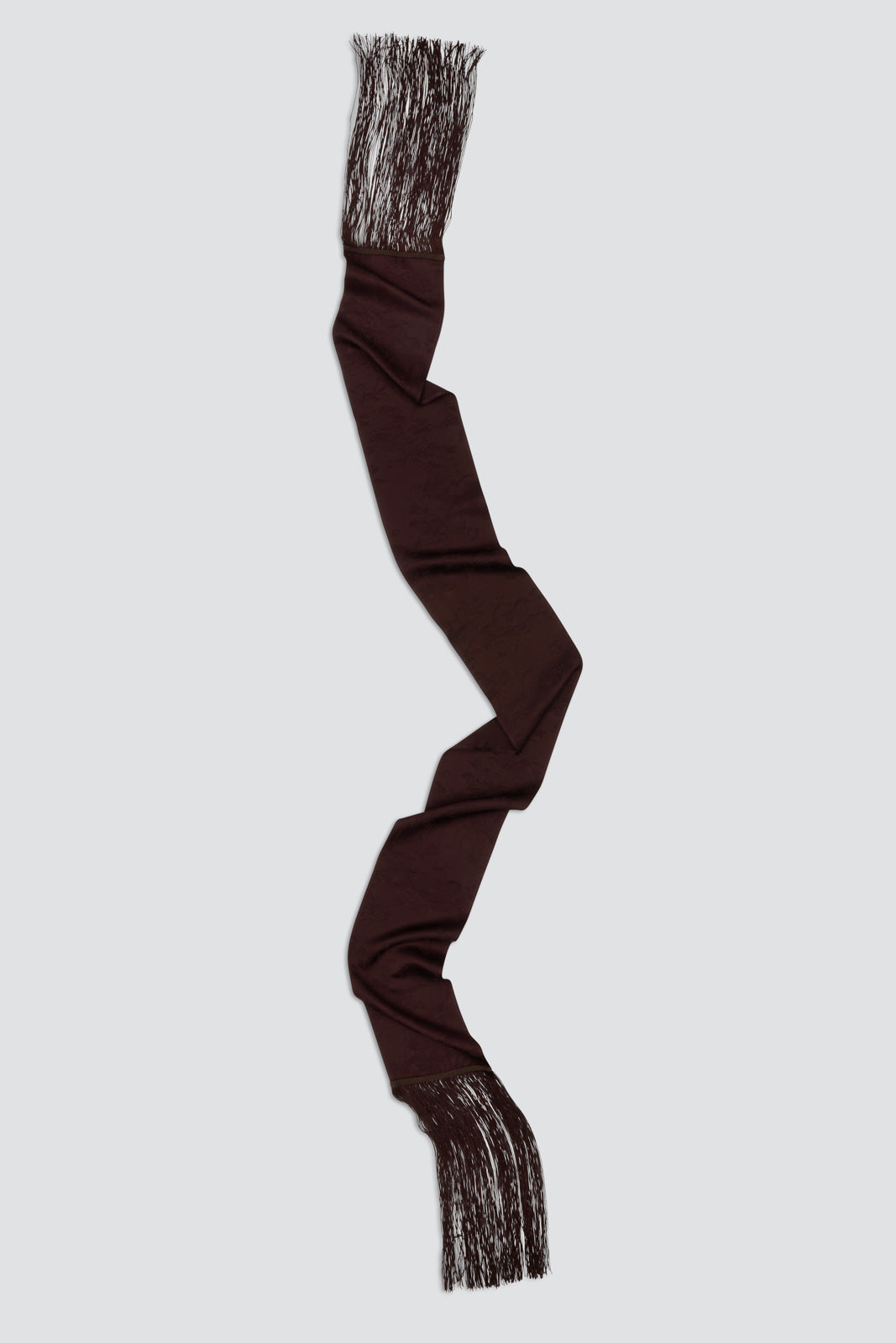 Skinny Satin Jacquard Fringe Scarf