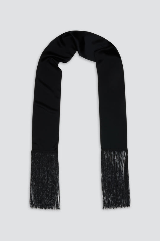 Skinny Satin Fringe Scarf
