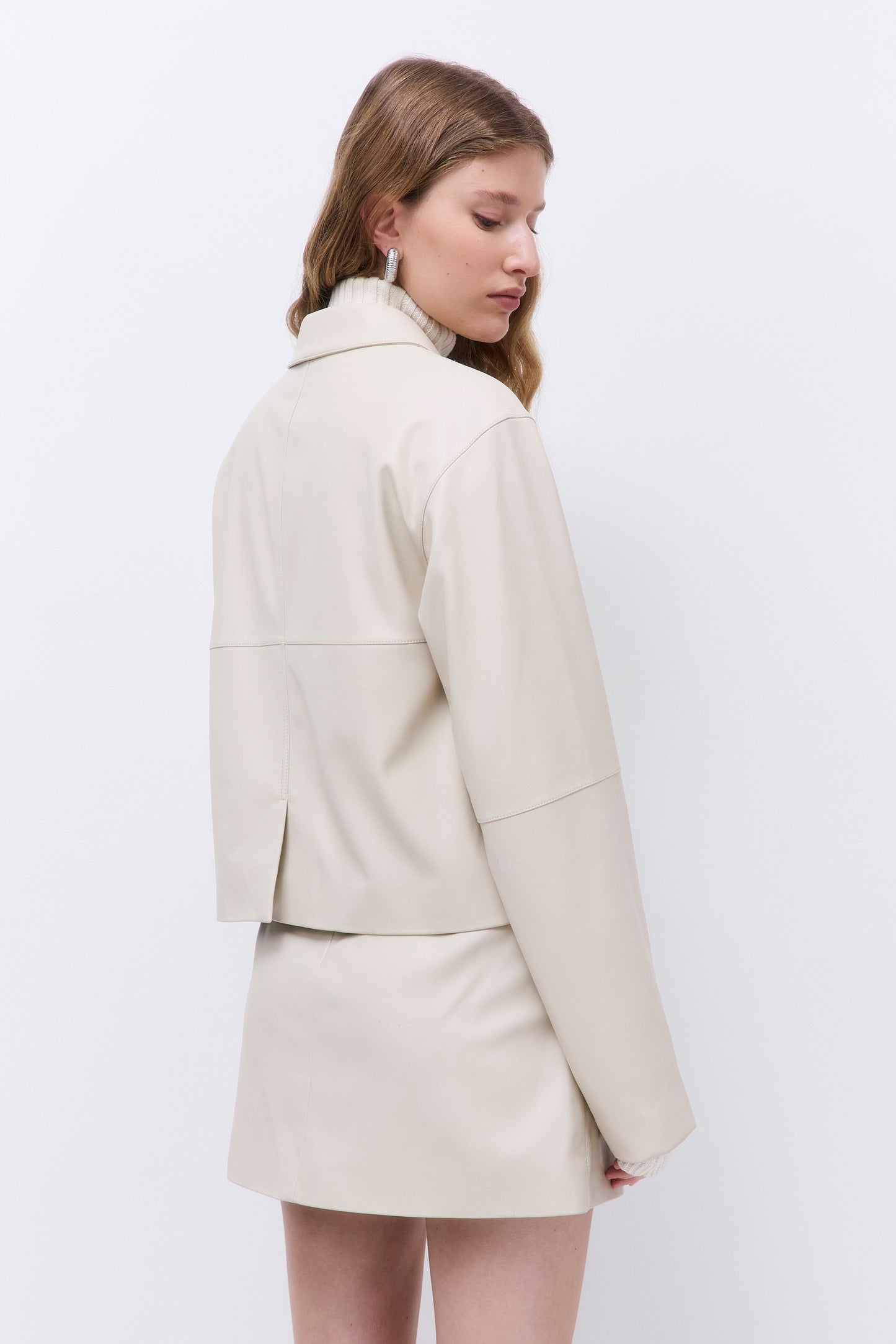 Stitch Detail Vegan Leather Jacket