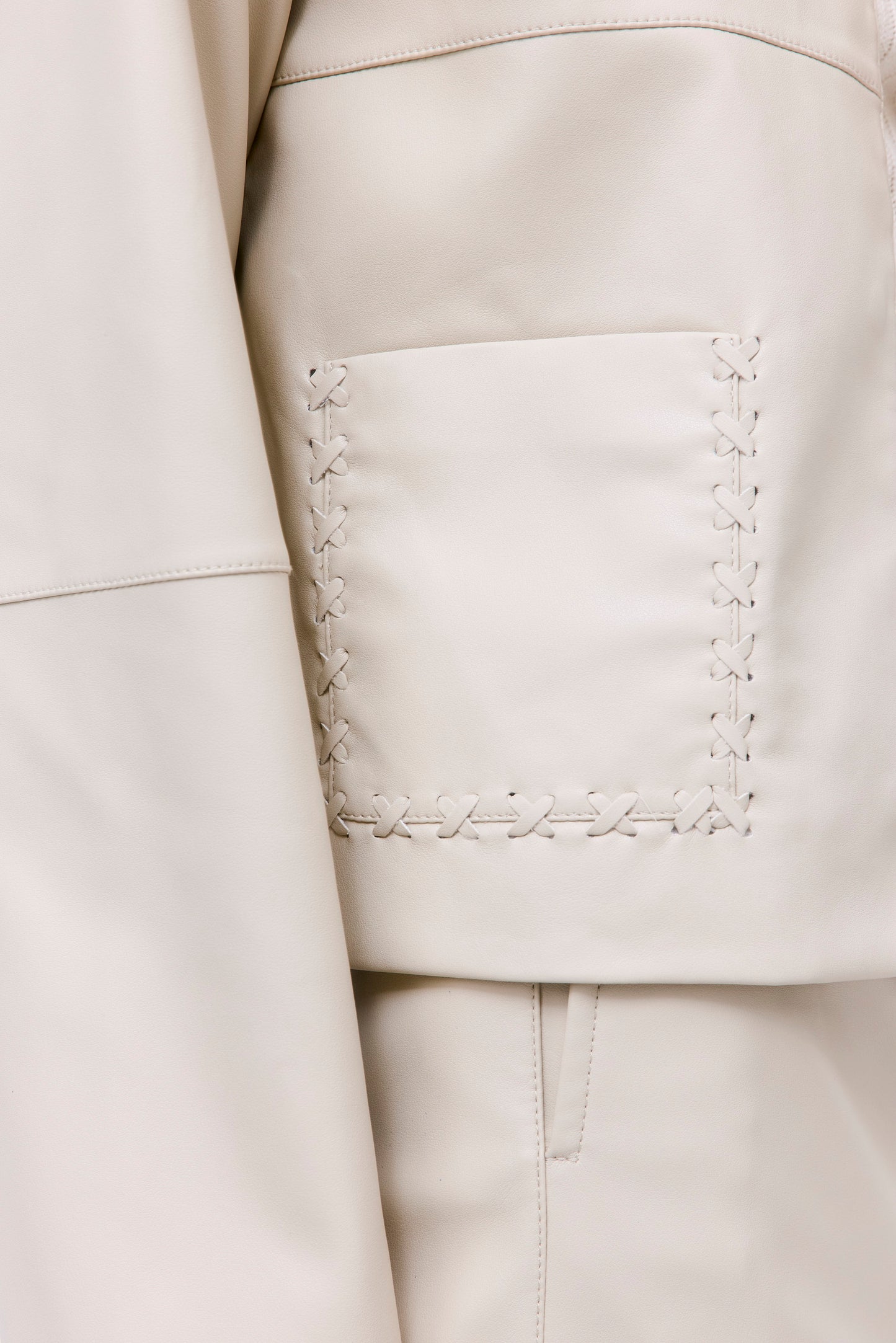 Stitch Detail Vegan Leather Jacket