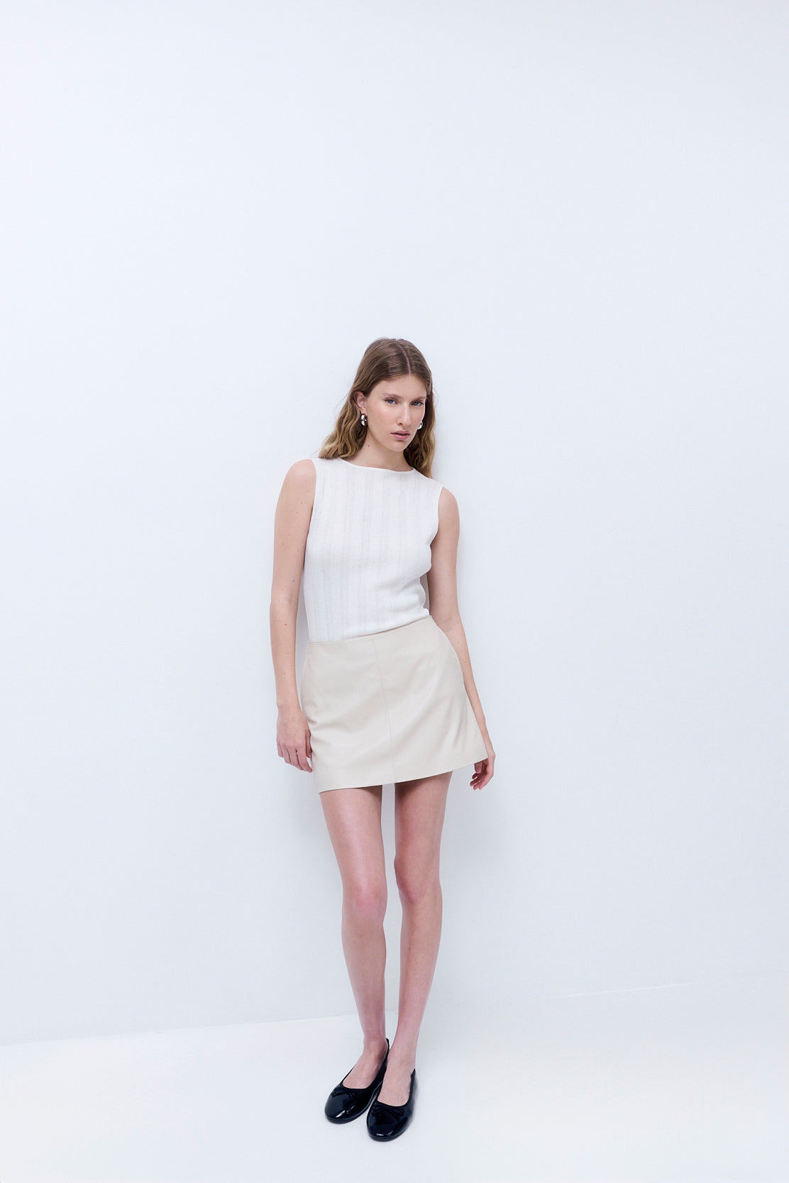 Vegan Leather A Line Skirt