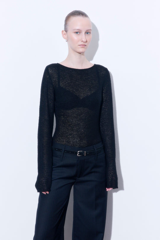 Sheer Boat Neck Long Sleeve