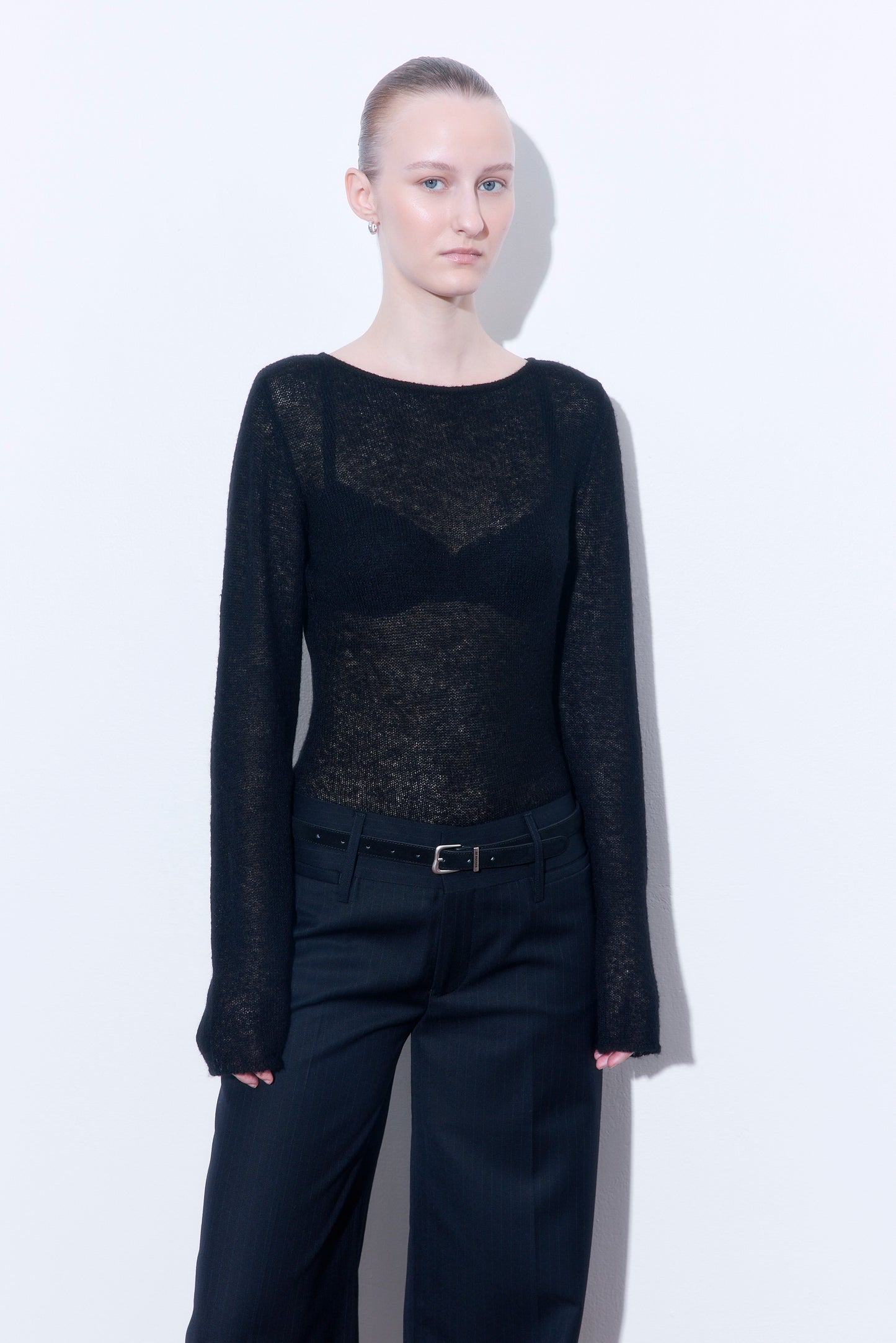 Sheer Boat Neck Long Sleeve