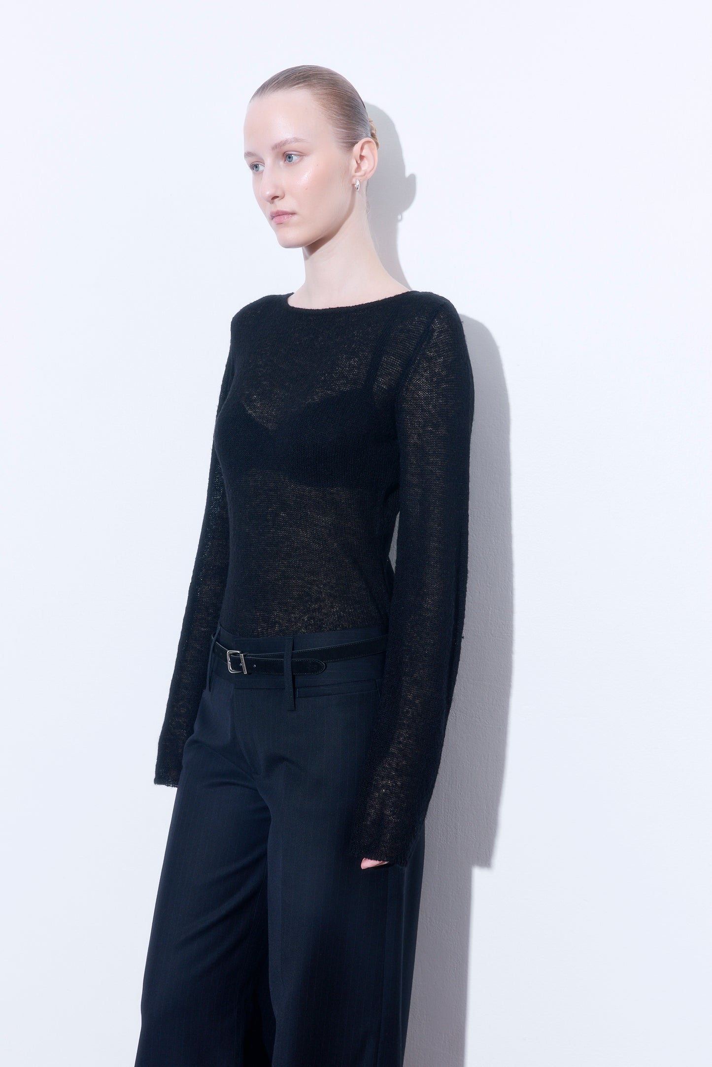 Sheer Boat Neck Long Sleeve