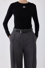 Lightweight Knitted Crewneck Logo Top