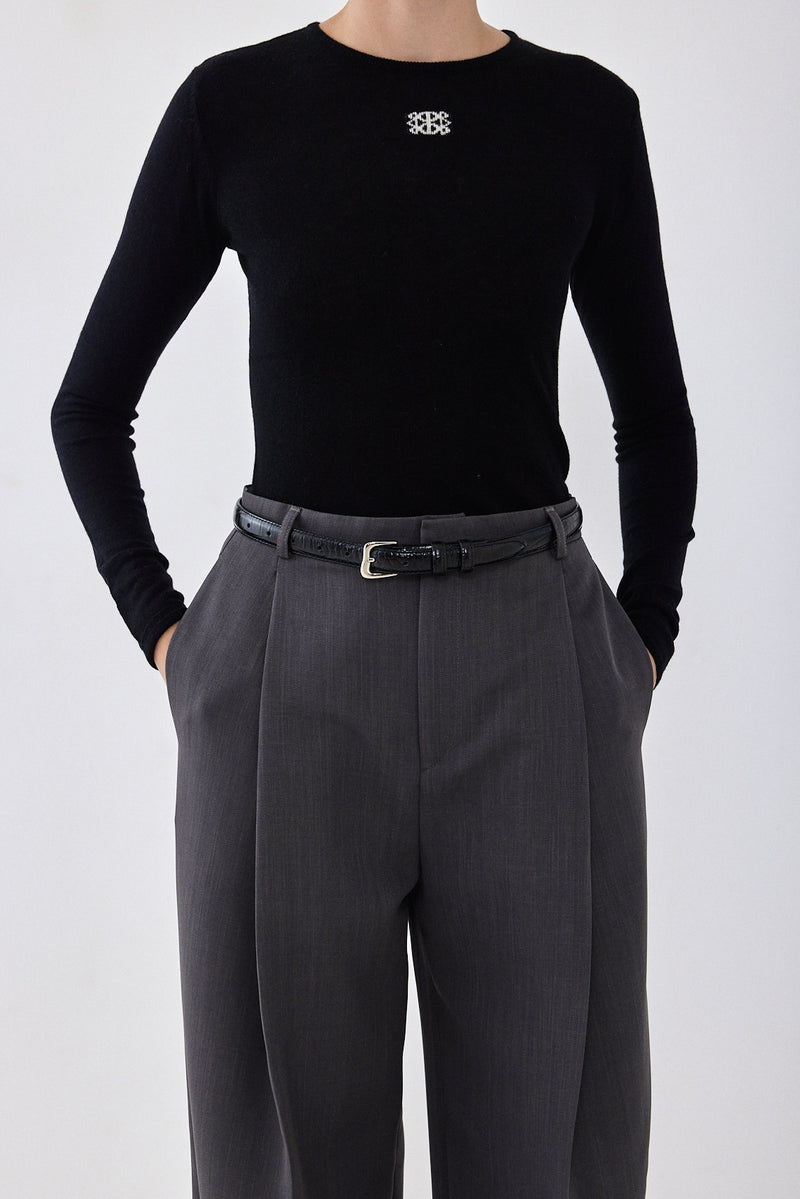 Lightweight Knitted Crewneck Logo Top