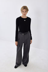 Lightweight Knitted Crewneck Logo Top
