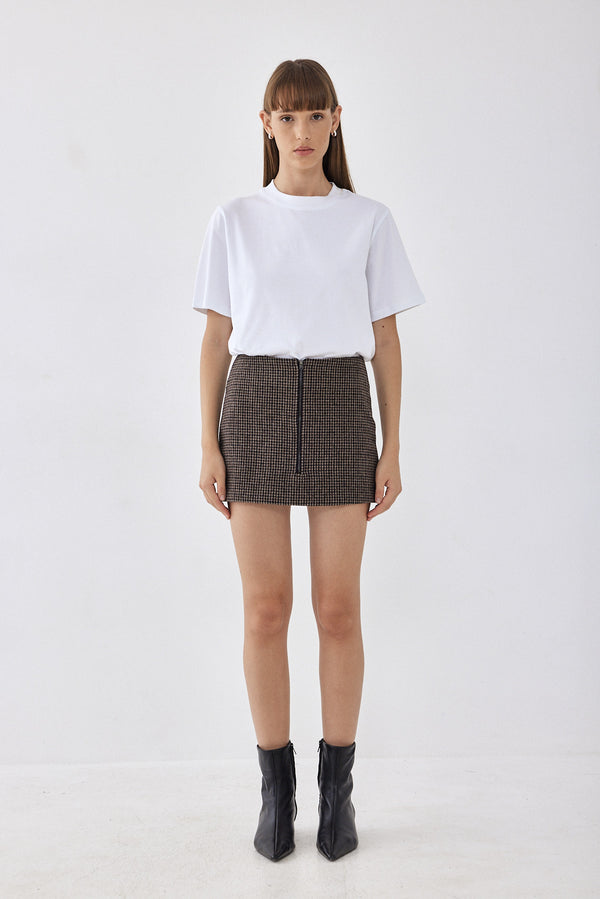 Zipped A Line Mini Skirt