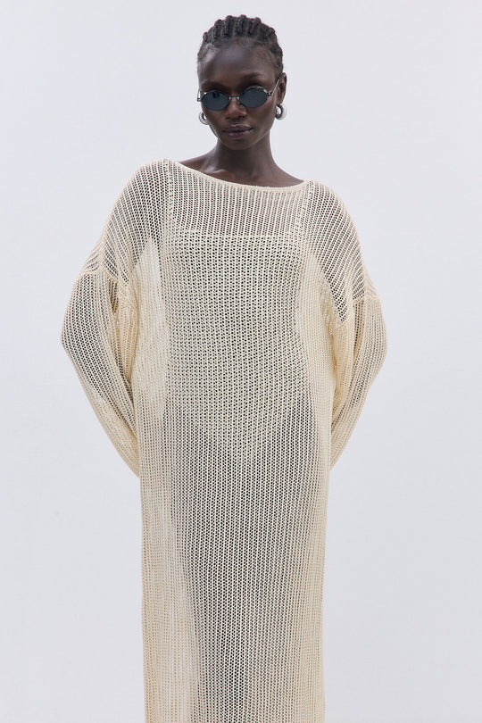 Long Sleeve Crochet Maxi Dress