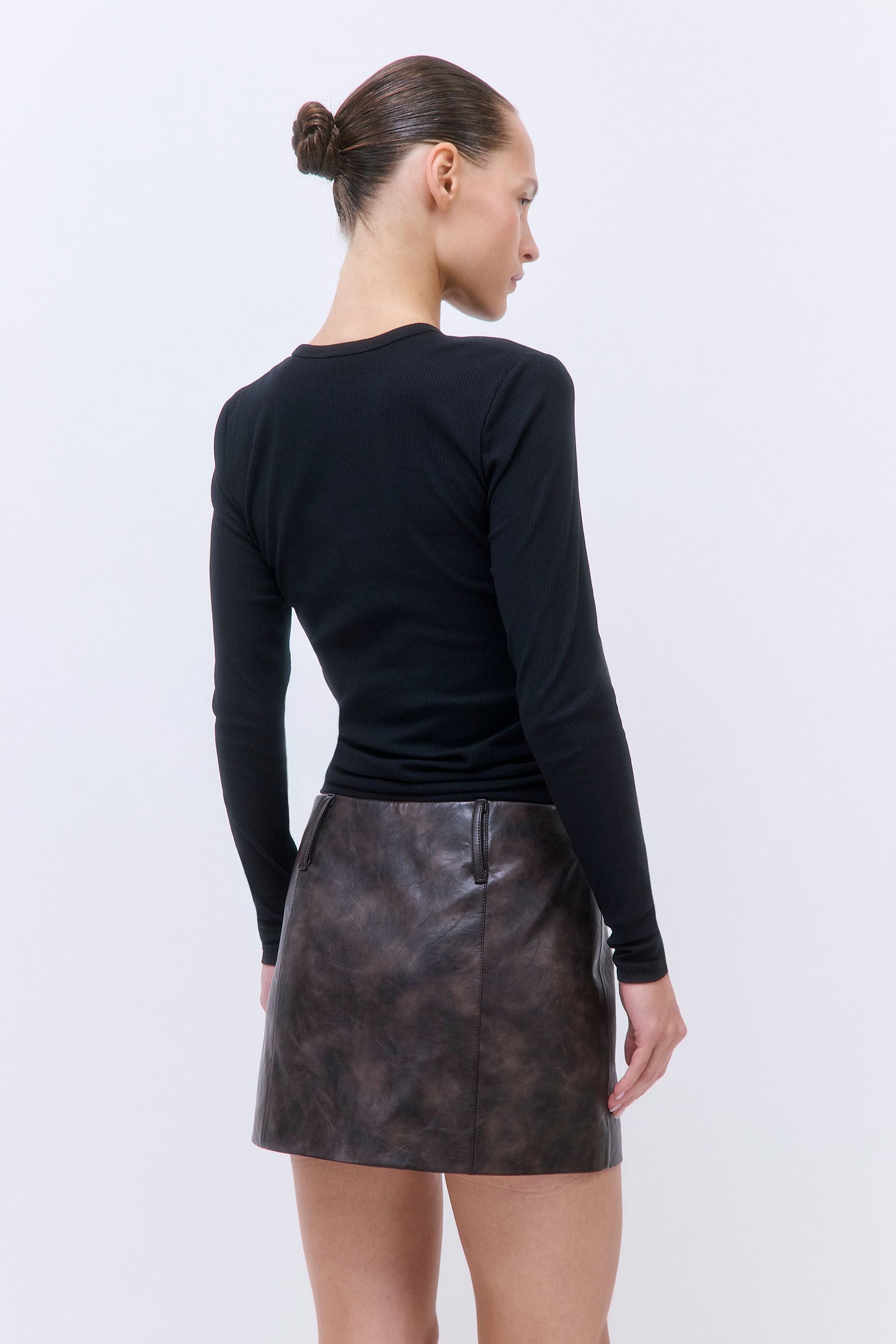 Classic Ribbed Fitted Long Sleeved T Shirt