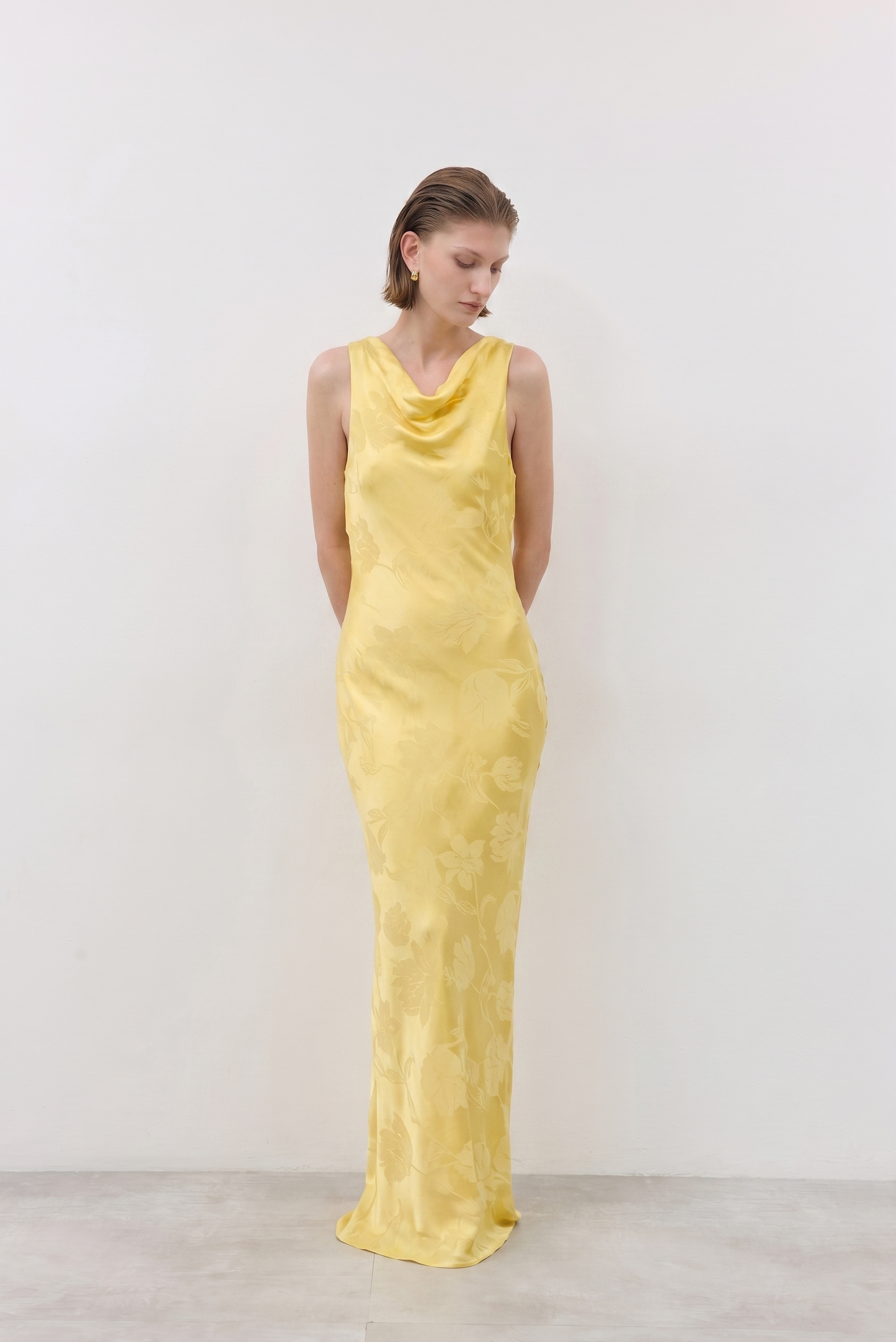 Satin Draped Back Maxi Dress
