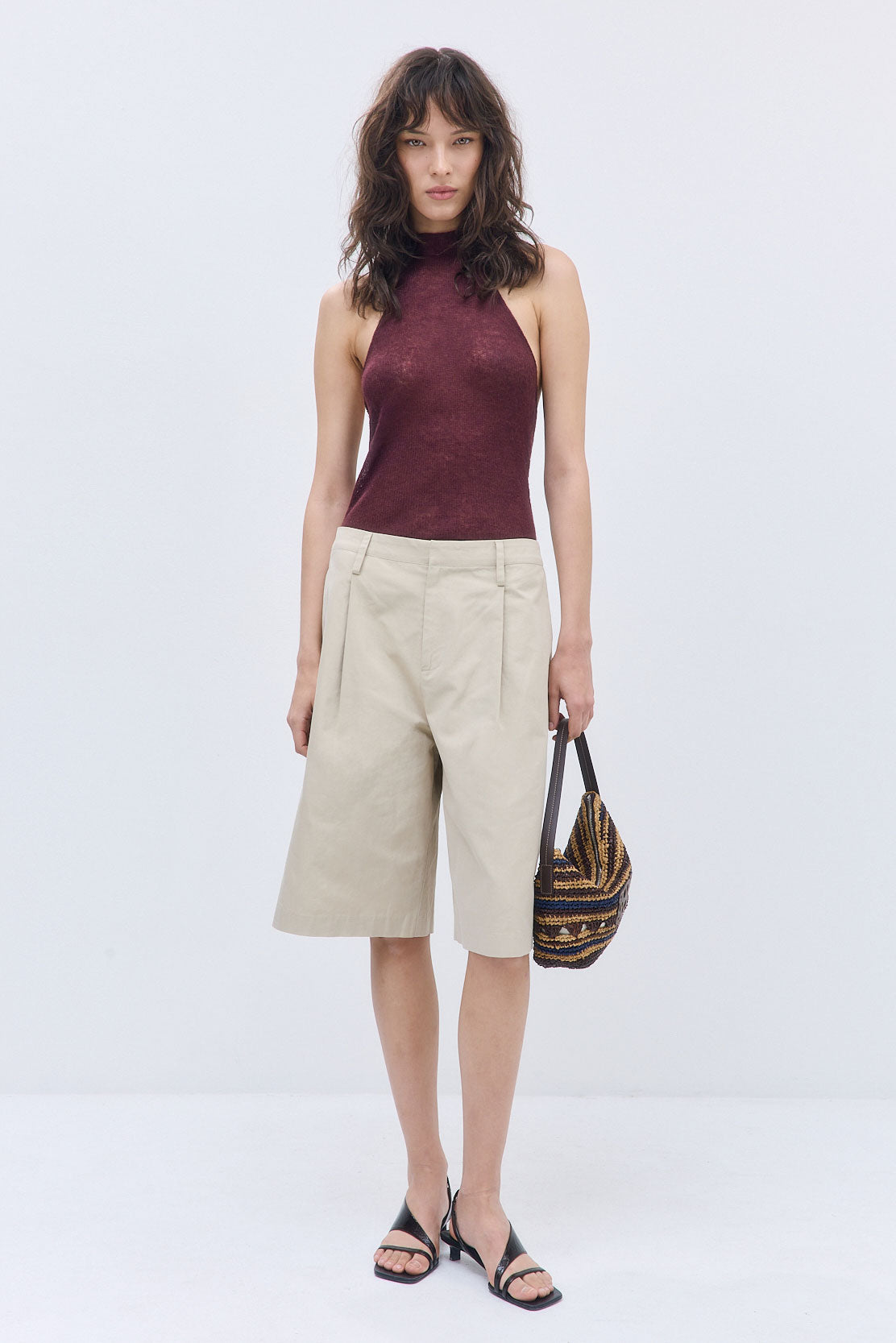 Fuzzy Sheer Scarf Halter Top